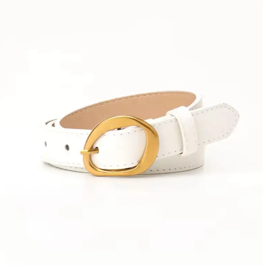 Women's Casual Western Style PU Leather Waist Belt Daily Use with Iron and Plastic Buckle Length Adjustable for Girls Ladies