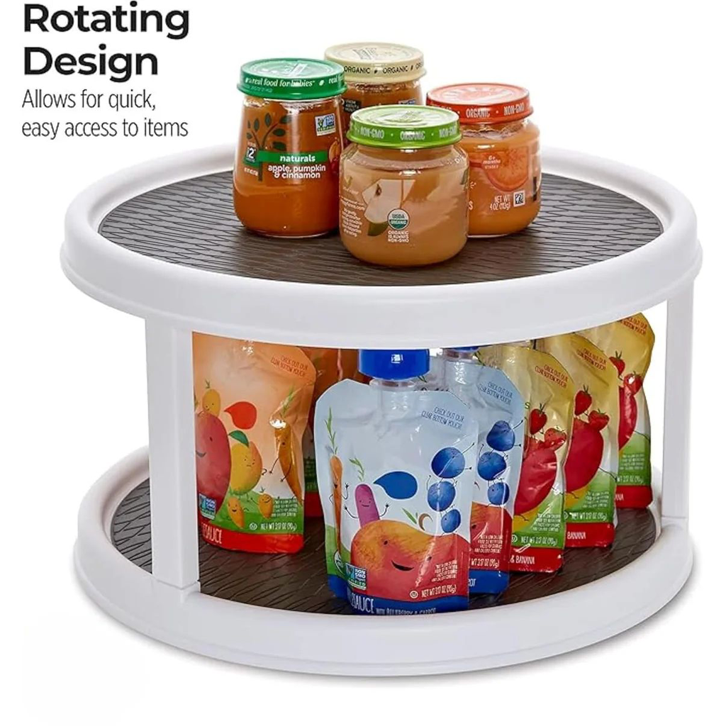 Plastic Double Layer Snacks Rotating Tray, 11 Inch