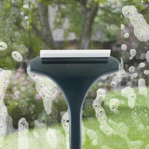 Window Screen Cleaning Brush With Wiper - Multi-Functional Plastic Cleaning Tool For Windows, Glass, And Screens (Random colour- Pack of 1)