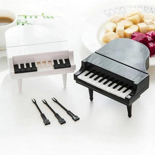 Creative Piano Fruit Forks Set Food Sticks For Dessert Fruit Snacks Picking Kitchen Dining Tools (10Ps Set)