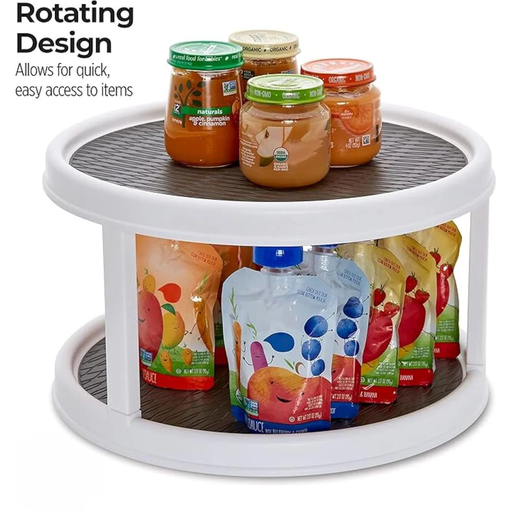 Plastic Double Layer Snacks Rotating Tray, 11 Inch