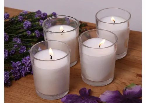 Paraffin Wax Round Shot Glass Candle - Votive Candle Transparent And Frosted Colours 1 piece